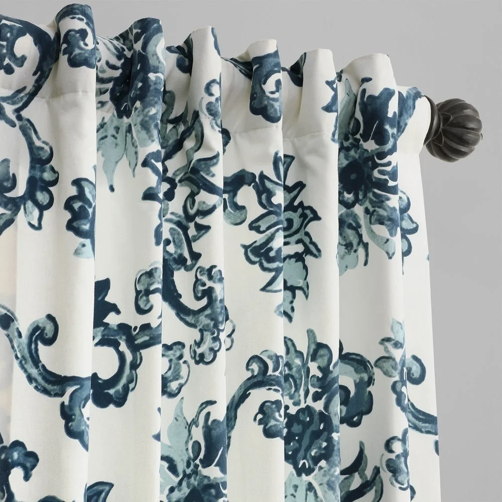 Exclusive Fabrics Curtains Pair 50” X 108” Blue White Pole Top Open Box